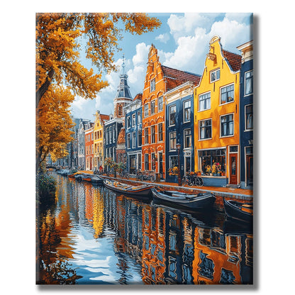 Canal City in Autumn - Paint by Numbers