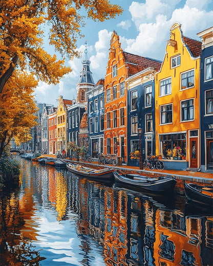 Canal City in Autumn - Paint by Numbers