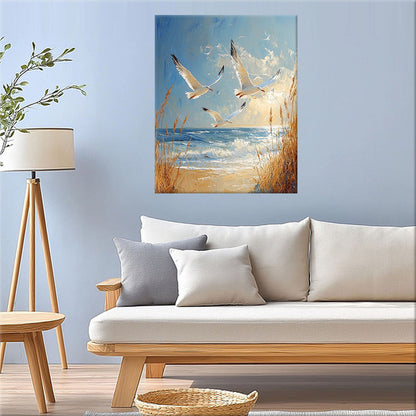 Coastal magic with seagulls - paint by numbers