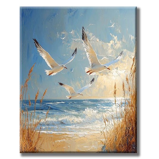 Coastal magic with seagulls - paint by numbers