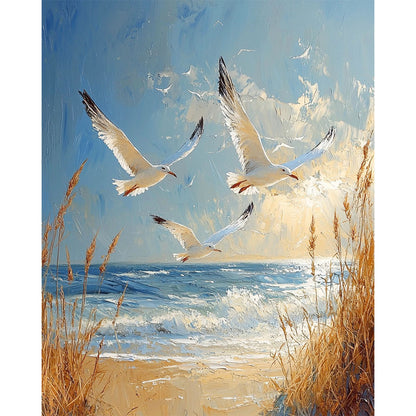 Coastal magic with seagulls - paint by numbers
