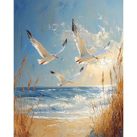 Coastal magic with seagulls - paint by numbers