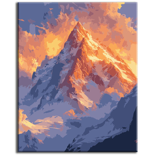 Majestic mountain in the evening glow - Paint by numbers