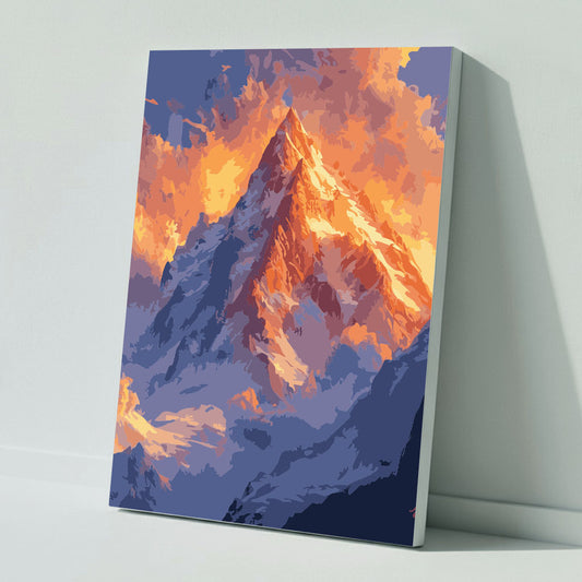 Majestic mountain in the evening glow - Paint by numbers