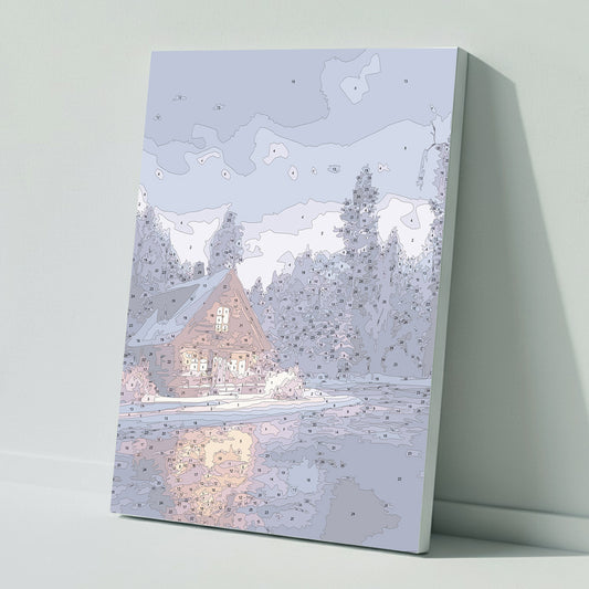 Paint by numbers: Cozy cabin in the starry night
