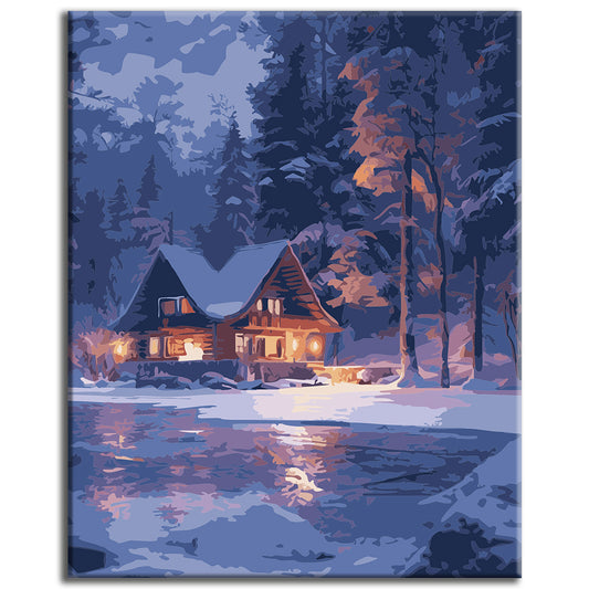 Paint by Numbers: Magical Winter Night on the Ice River
