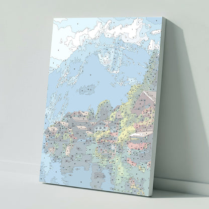 Paint by numbers: Majestic Alpine peaks by the lake