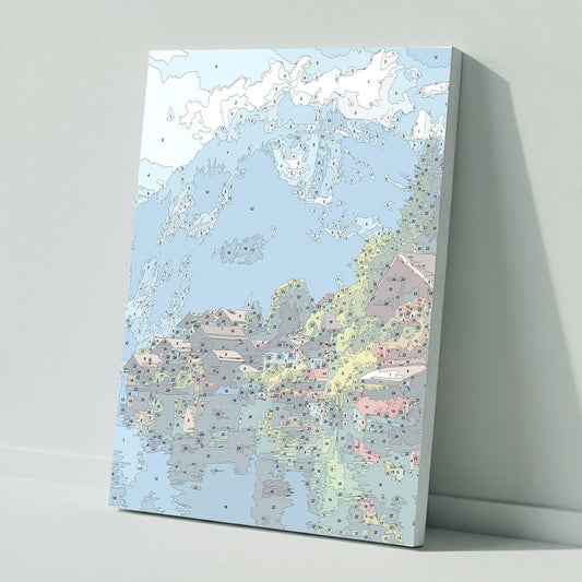 Paint by numbers: Majestic Alpine peaks by the lake