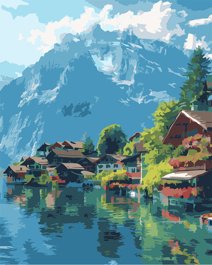 Paint by numbers: Majestic Alpine peaks by the lake