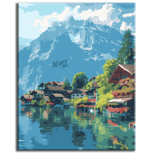 Paint by numbers: Majestic Alpine peaks by the lake