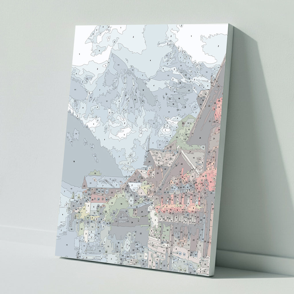 Paint by numbers: Mystical mountain world by the lake