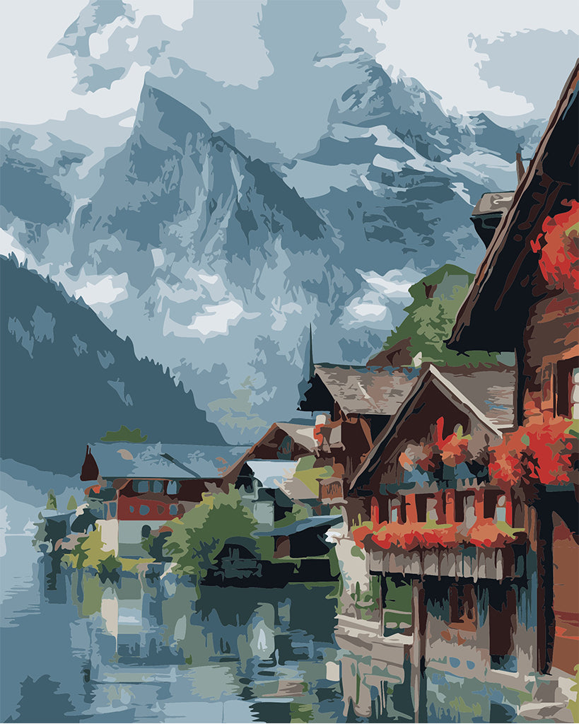 Paint by numbers: Mystical mountain world by the lake