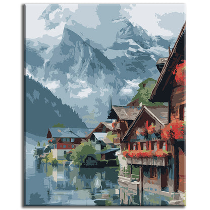 Paint by numbers: Mystical mountain world by the lake