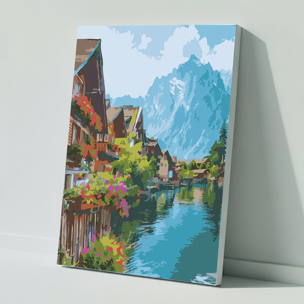 Paint by numbers: Sunny day at the mountain lake