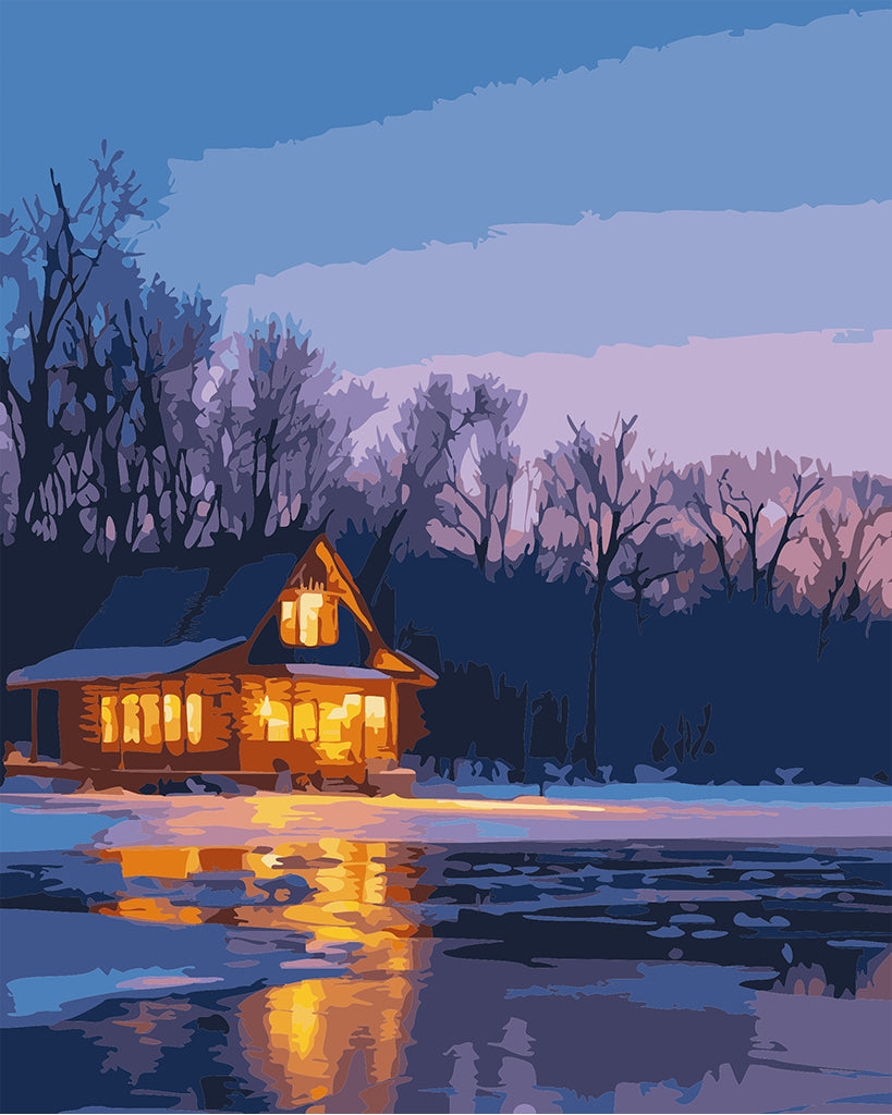 Paint by Numbers Silent Twilight at the Winter Lake