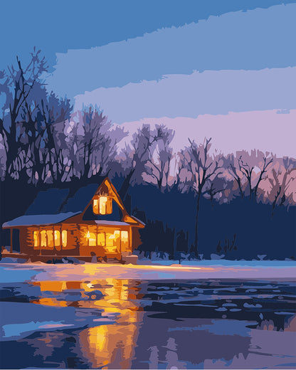 Paint by Numbers Silent Twilight at the Winter Lake