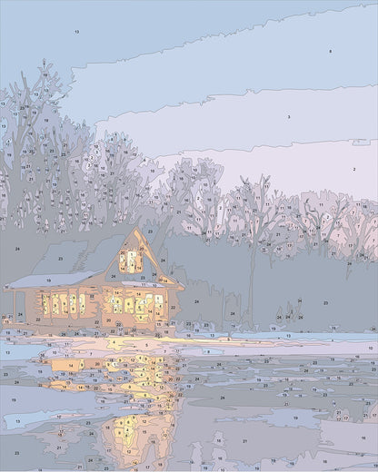 Paint by Numbers Silent Twilight at the Winter Lake