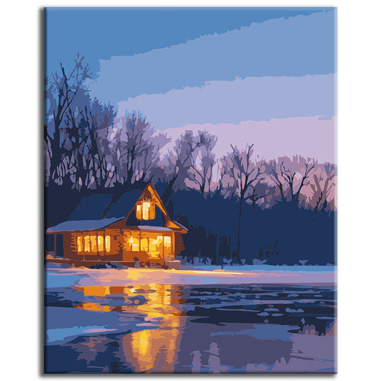 Paint by Numbers Silent Twilight at the Winter Lake