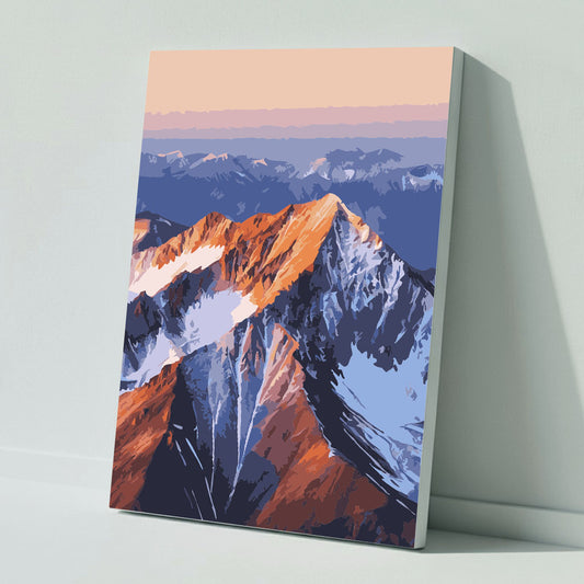 Picturesque mountain range in sunlight - Paint by numbers