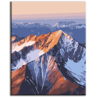 Picturesque mountain range in sunlight - Paint by numbers