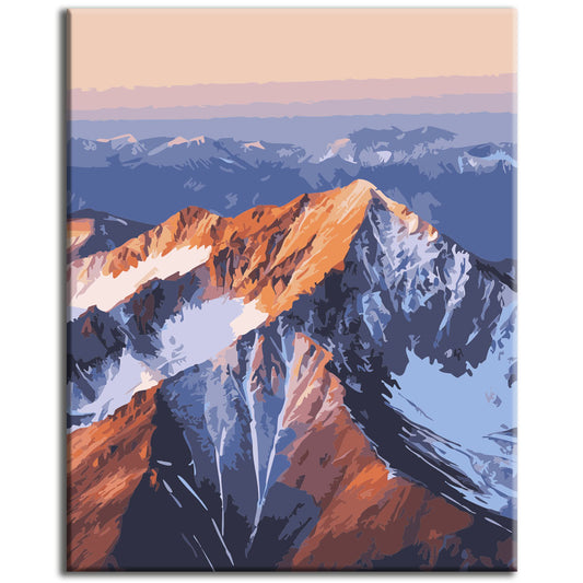Picturesque mountain range in sunlight - Paint by numbers