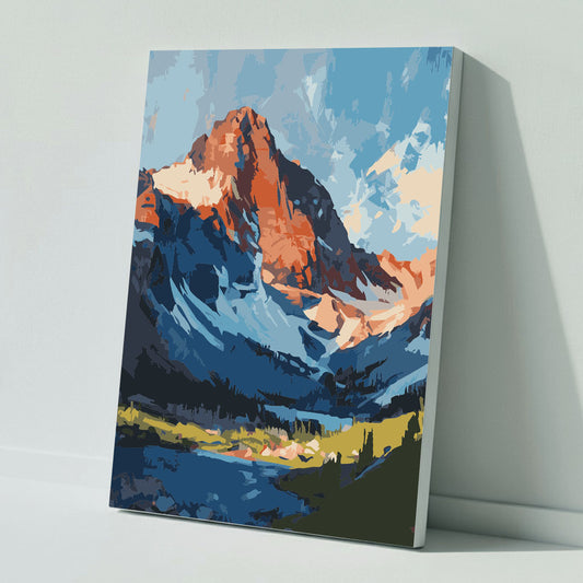 Picturesque mountain scenery with lake - Paint by numbers
