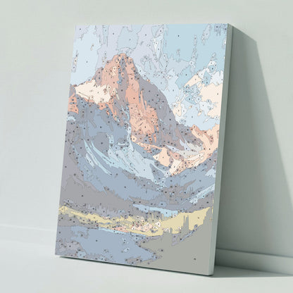 Picturesque mountain scenery with lake - Paint by numbers