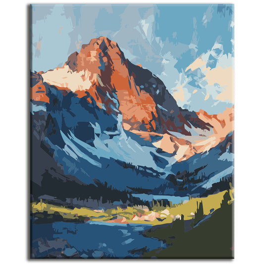 Picturesque mountain scenery with lake - Paint by numbers