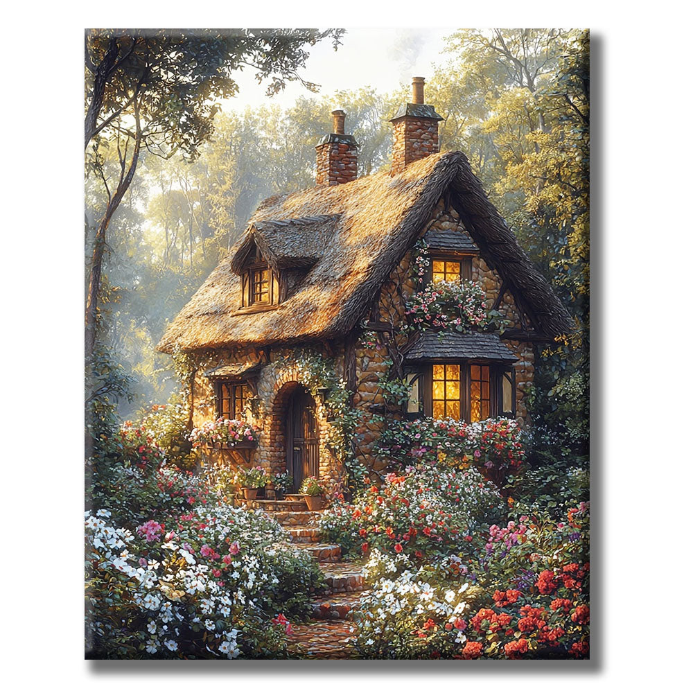 Fairytale House in the Forest - Ornaments - Paint by Numbers
