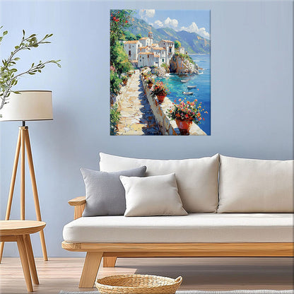 Mediterranean tranquility by the sea - paint by numbers