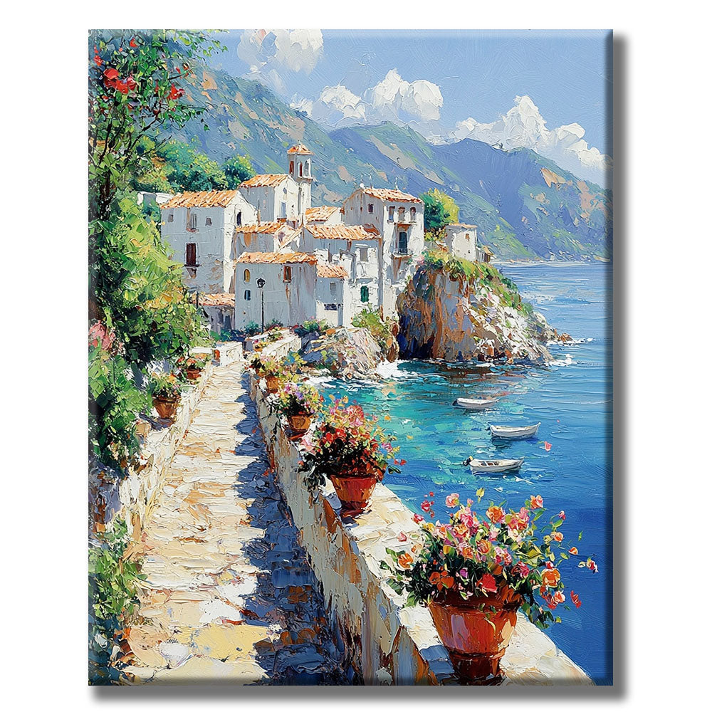 Mediterranean tranquility by the sea - paint by numbers