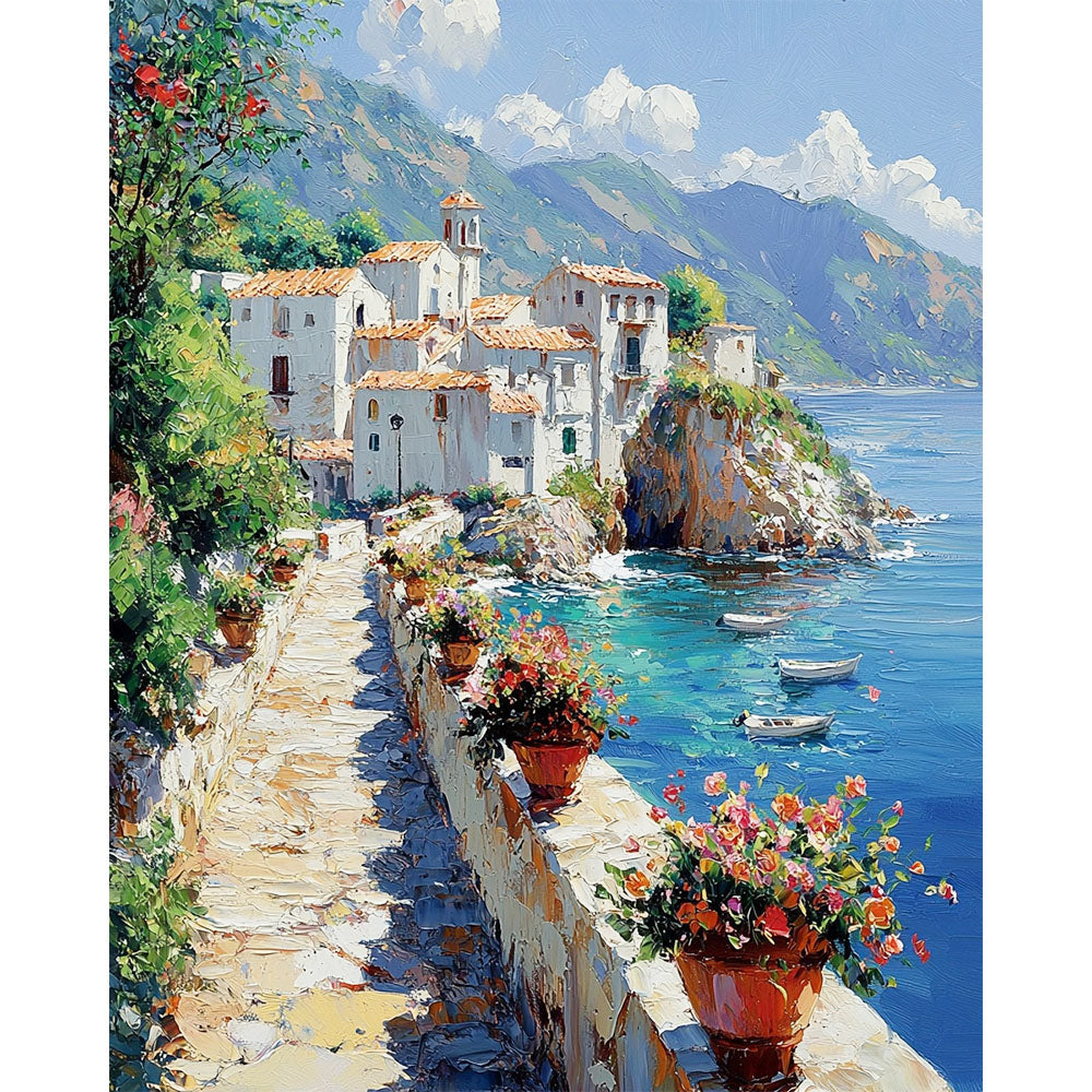 Mediterranean tranquility by the sea - paint by numbers