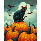 Midnight Cat & Glowing Pumpkins – Paint by Numbers Kit