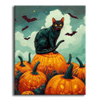 Midnight Cat & Glowing Pumpkins – Paint by Numbers Kit