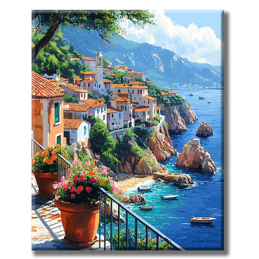 Mediterranean Dream-Bay-in-Sunshine - Paint by Numbers