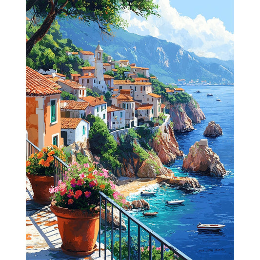 Mediterranean Dream-Bay-in-Sunshine - Paint by Numbers