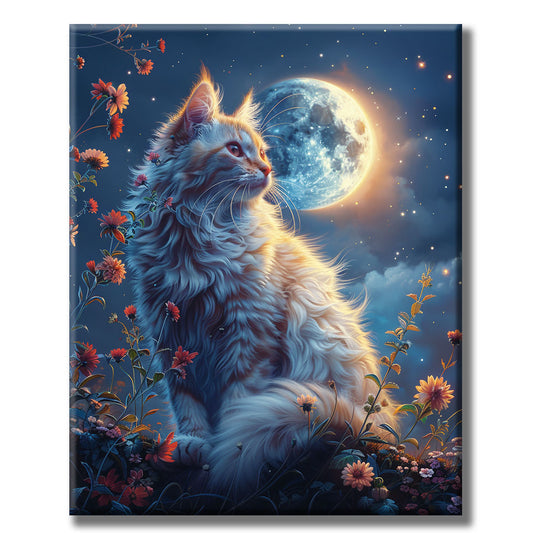 Moonlit Cat-Painting by Numbers