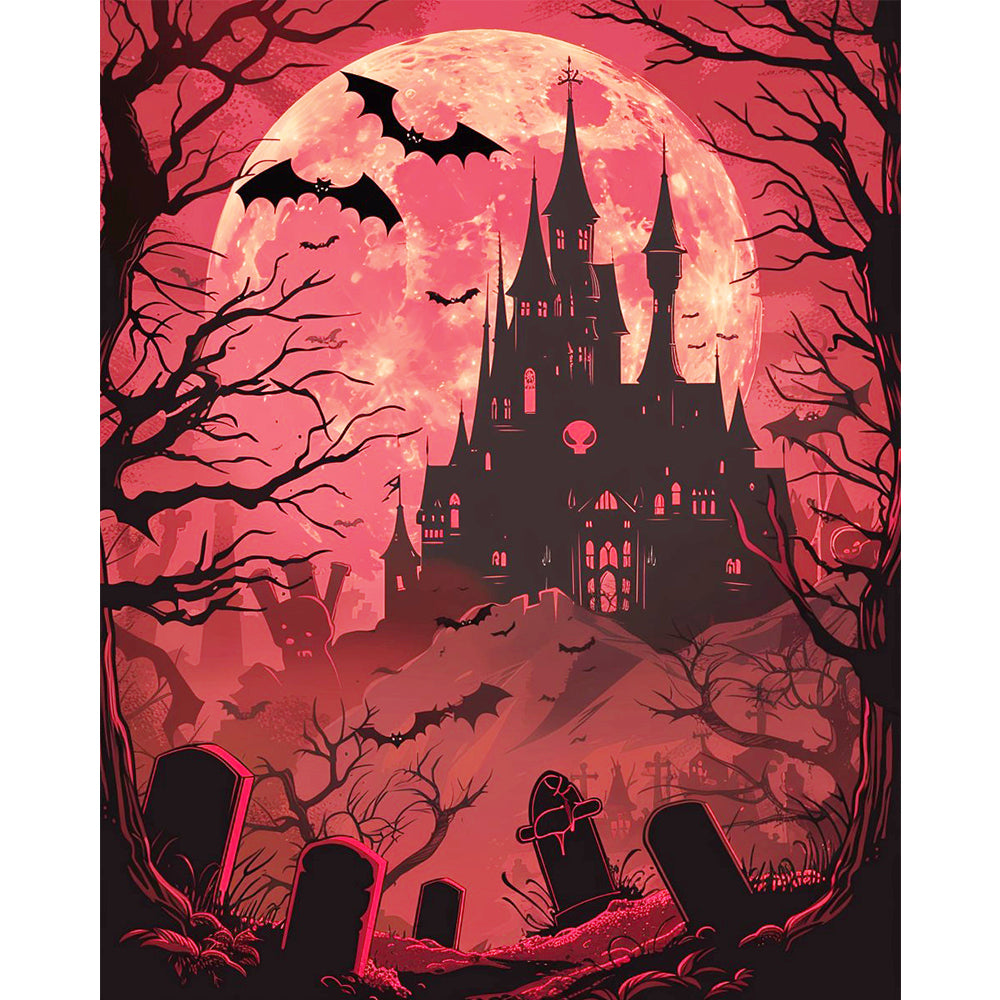 Moonlit Halloween Castle – Paint by Numbers Kit