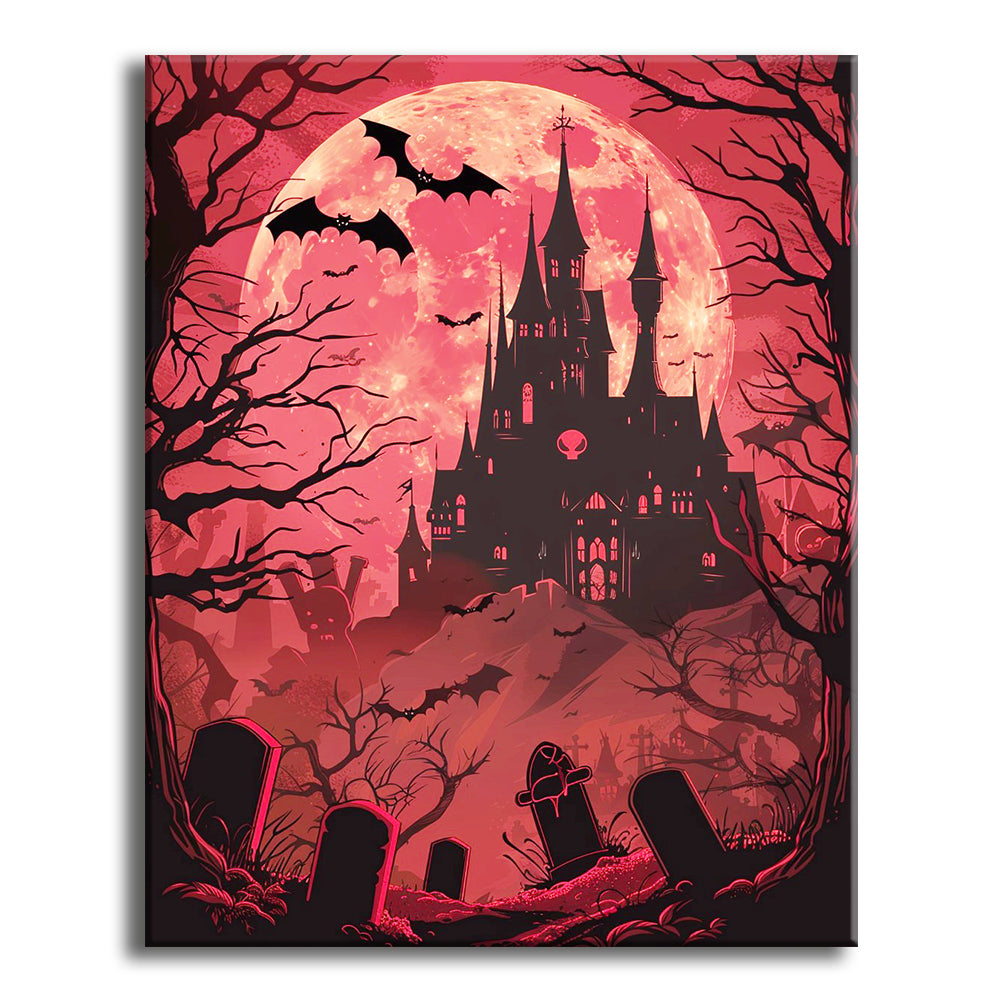 Moonlit Halloween Castle – Paint by Numbers Kit