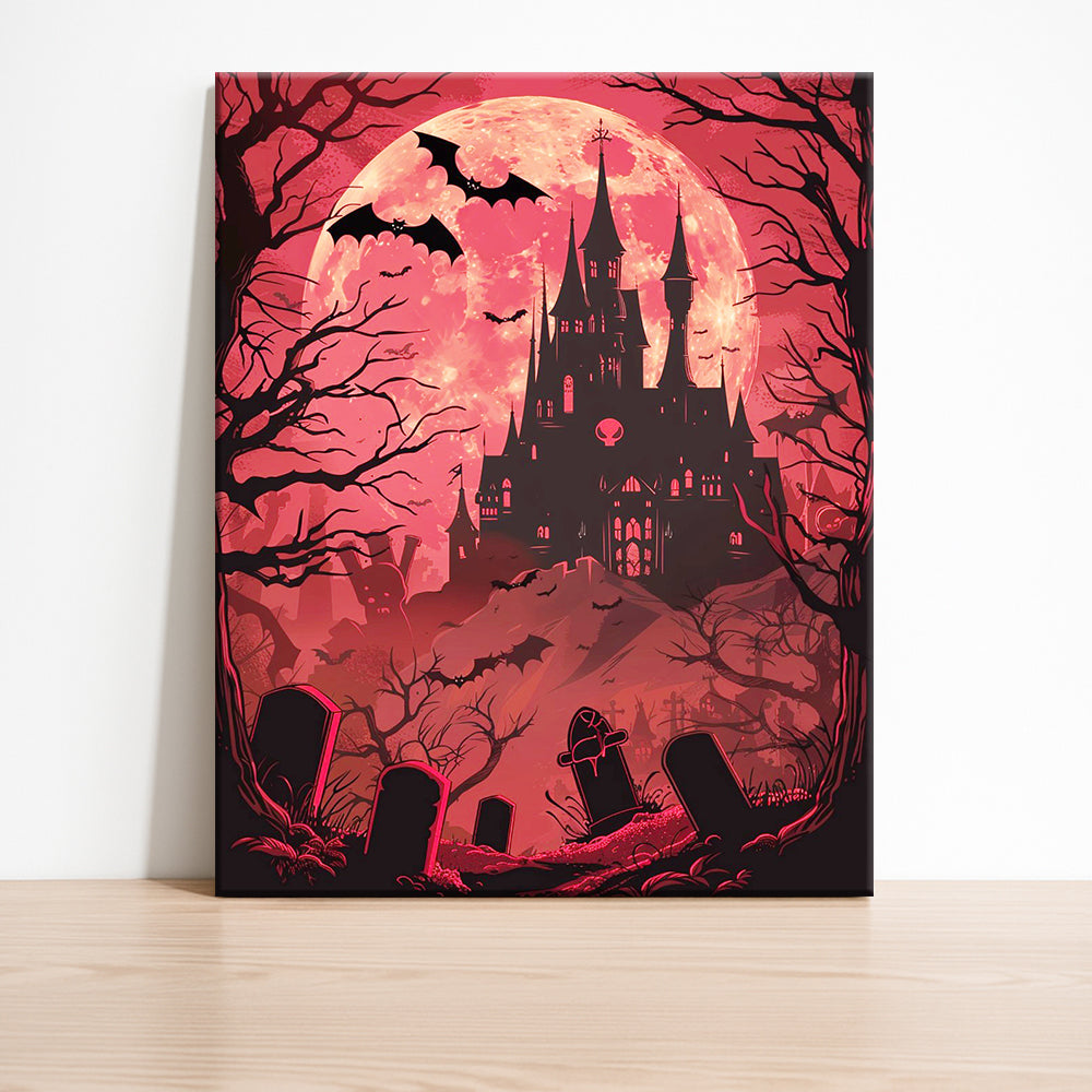 Moonlit Halloween Castle – Paint by Numbers Kit