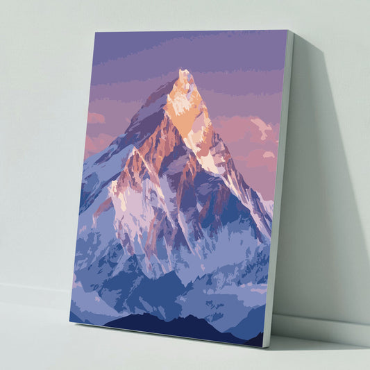 Mystical mountain world in blue and pink - Paint by numbers