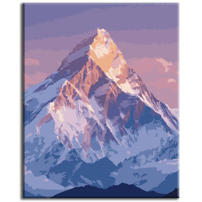 Mystical mountain world in blue and pink - Paint by numbers