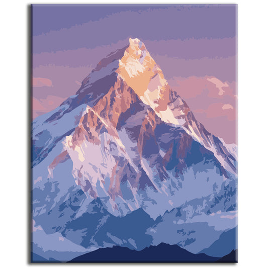 Mystical mountain world in blue and pink - Paint by numbers