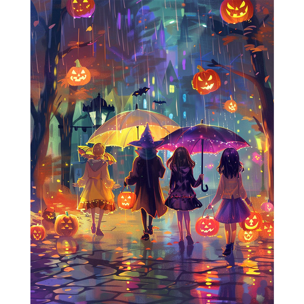 Rainy Halloween Magic – Paint by Numbers Kit