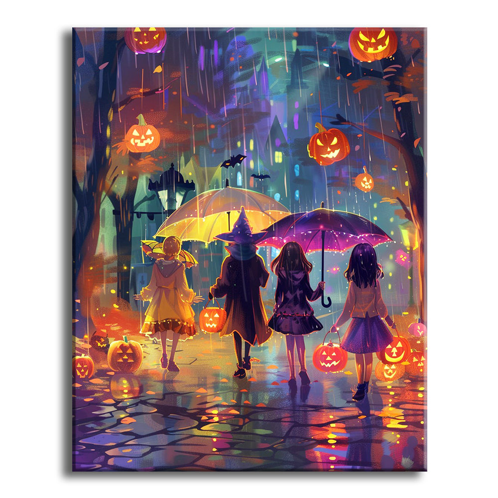 Rainy Halloween Magic – Paint by Numbers Kit