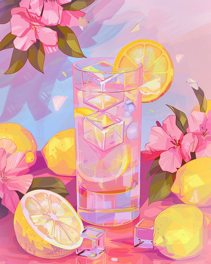 Pink Flower Lemon - Paint by Numbers