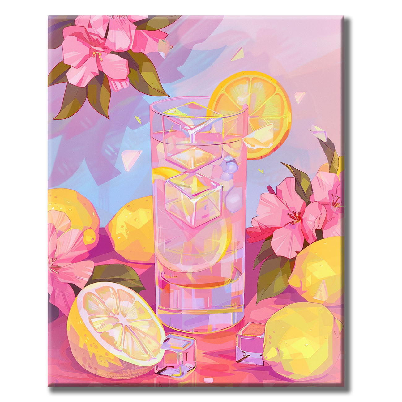 Pink Flower Lemon - Paint by Numbers