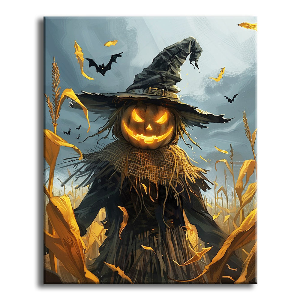 Scarecrow's Halloween Glow – Paint by Numbers Kit