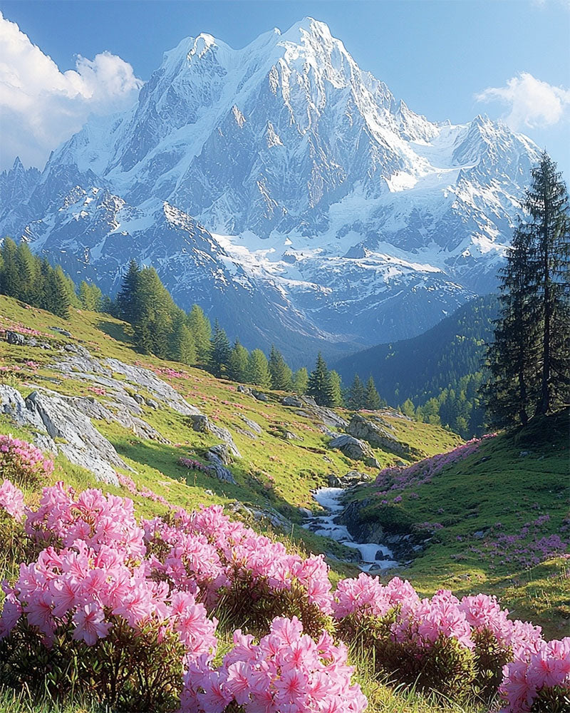 Dreamlike mountain world in the light - paint by numbers
