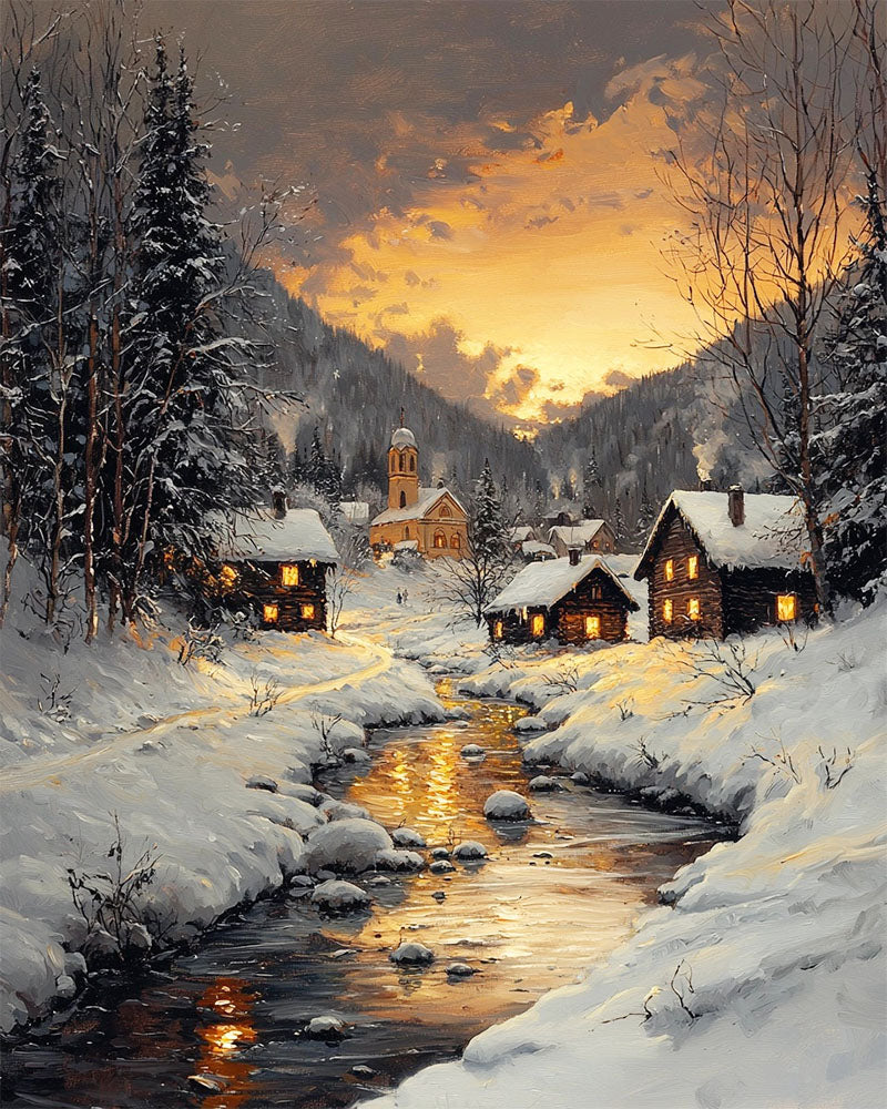 Dreamlike mountain world in the light - paint by numbers